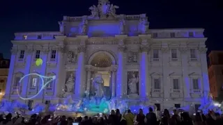 Tennis: giochi di luci sulla Fontana di Trevi per festeggiare gli Internazionali d'Italia