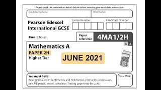 IGCSE Mathematics June 2021 - 4MA1/2H