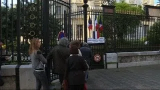 Security measures outside polling station ahead of French vote