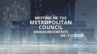 04/21/20 Metro Council Announcements 1/2