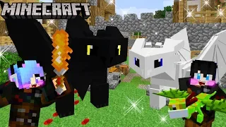 MineCraft มาขี่มังกรเจ้าเขี้ยวกุดกับมังกรเพลิงนวลสุดเท่กัน How to Train Your Dragon