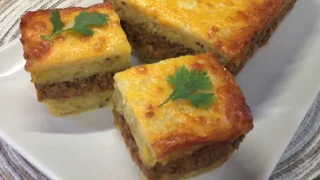 PASTEL DE PLATANO MADURO RELLENO DE CARNE