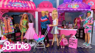 Barbie & Ken Doll Family Mall Shopping and Food Court