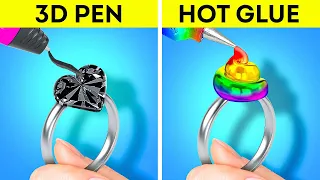 DIY RAINBOW JEWELRY🌈 Fantastic 3D Pen vs Hot Glue Crafts and Hacks To Look Cool⚡️ by 123 GO!
