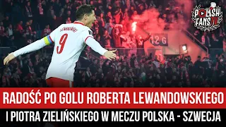 Radość po golu Roberta Lewandowskiego i Piotra Zielińskiego w meczu Polska - Szwecja (29.03.2022 .)