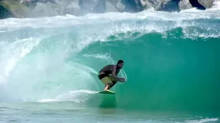 Raw Footage of Professional Skimboarder Catching Perfect Waves at The Wedge in Newport Beach, CA