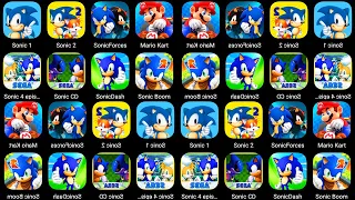 Sonic 1,Sonic 2,Sonic Forces, Mario Kart, Sonic Dash, Sonic Boom,Sonic CD, Sonic 4 EP 2