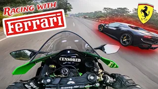 ZX10R & FERRARI Drag 😱|Ninja Zx10R Top Speed💚|Superbike Vs Supercar🔥|