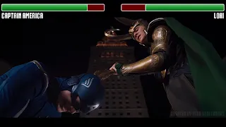 Captain America and Iron Man vs. Loki WITH HEALTHBARS | HD | Avengers