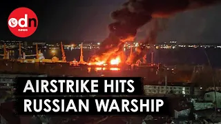 Huge Ukrainian Airstrike Hits Russian Warship in Crimea