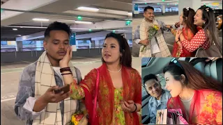 Kiran Gajmer भाइ लाइ युके मा भब्य स्वागत | Airport मै गरीन Sanju Moktan ले मायाको बर्सात ❤️| Vlog
