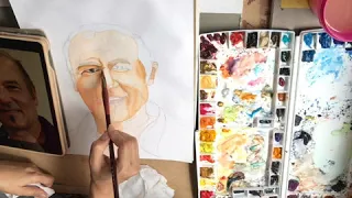 Potrait of Alvaro Castagnet in watercolors