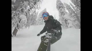 Powder & Trees - Snowboarding at Big Red Cats Opening Day 2022/23 - Rossland, BC.