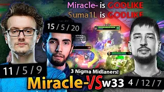 When MIRACLE and SUMAIL went GOD MODE against W33, 3 NIGMA Midlaners BATTLE