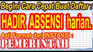 Cara Mudah dan Cepat Buat Absensi Daftar Hadir Harian di Excel.