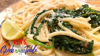 Spaghetti With Lemony Wild Greens | Easy Pasta Recipes | Ken's Greek Table