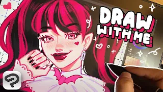 ♡ draw with me 🦇 draculaura // KAMVAS 13 REVIEW