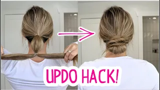 EASY UPDO HACK YOU NEED TO TRY! Medium & Long Hair Updo Tutorial | Wedding Updo | Romantic Updo