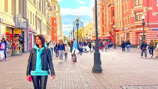 Walking tour - Old Arbat Street - Moscow 4k, Russia - HDR