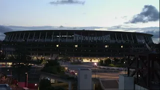 Timelapse of sunrise over Tokyo's Olympic stadium | Tokyo 2020 Opening Ceremony | 东京奥运会 开幕式 东京新国立竞技场