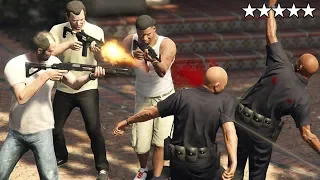 GTA 5 - Michael, Franklin and Trevor FIVE STAR PARTY in MICHAEL'S HOUSE! (Cop Battle)
