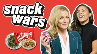 Gabby Logan and Alex Scott Play Snack Wars: UK v Japan | Snack Wars | @LADbible