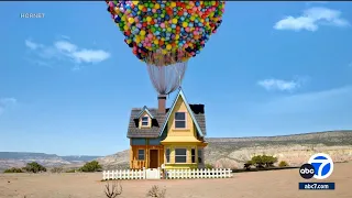 Airbnb lists 'Up' house, with 8,000 balloons and crane that lifts home off ground