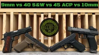 9mm vs 40 S&W vs 45 ACP vs 10mm vs Pine Boards