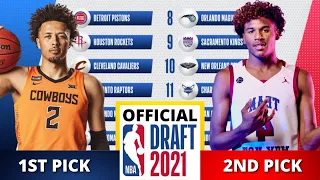 OFFICIAL 2021 NBA Draft: NBA Draft 2021 Full First Round Official Result