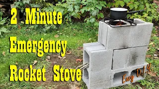 2 Minute Emergency Rocket Stove ~ Affordable Cinder Block Rocket Stove