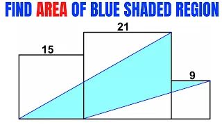 Find area of the Blue shaded region | Three different squares | Important Geometry skills explained