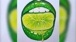 How To Draw  'LIME'  Lip ✨ || Colour Pencil Tutorial