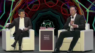 Billionaire's Jack Ma and Elon Musk debate in Shanghai With Trippy Background