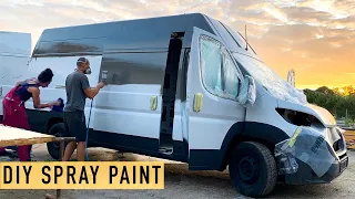 Spray Painting Our Van for $190! DIY Paint Job for Ducato Conversion w/ Timelapses! Ep. 3
