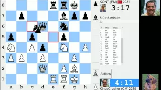 LIVE Blitz #3398 (Speed) Chess Game: White vs KONT in English: Anglo-Dutch defense