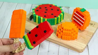 Lego Fruit Ice Cream (Watermelon, Orange) - Lego In Real Life / Stop Motion Cooking ＆ ASMR