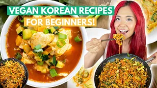 Beginner Friendly EASY Korean Vegan Recipes | One Pan Bibimbap, Sundubu Jjigae, Yachaejeon