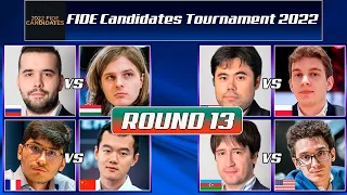 ROUND 13 | FIDE Candidates Tournament 2022 | Caruana, nakamura, firouzja, duda, rapport, ding, nepo