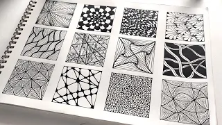 12 Easy zentangle Patterns || 12 mandala patterns || Doodle Patterns, Mandala Patterns