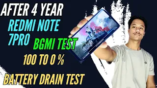 After 4 Year Redmi Note 7pro Battery drain test 2023  || BGMI Test || 100 to 0% battery Drain
