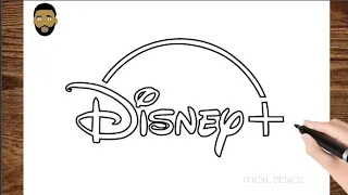 How To Draw Disney +  logo step by step