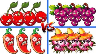 PvZ2 Challenge - JALAPENO vs CHERRY BOMB vs GRAPESHOT vs HEATH SEEKER - Who Will Win?