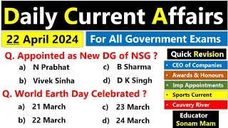 22 April 2024 Current Affairs | Today Current Affairs 2024 | Current Affairs Today | Indopathshala