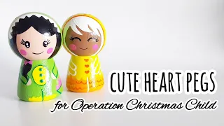 Cute Heart Pegs for Operation Christmas Child - #HeartPegs -Simple Peg Dolls