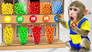 KiKi Monkey challenges with Sweet M&M Candy Dispenser and Watermelon Ice Cream | KUDO ANIMAL KIKI