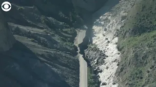 Aerials show damage caused by flooding in Yellowstone National Park and nearby areas