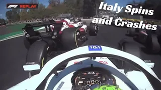 F1 Italy 2022 All Spins and Crashes