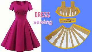 Hướng dẫn cắt may Đầm xếp ly dáng xoè cực đẹp |how to sew dress |lena Sewing |