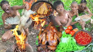 survival chicken Cooking in the rainforest - kmeng prey