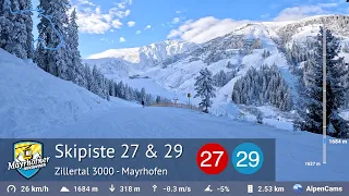 Skiing Mayrhofen ⛷️ Ski Slope 27 & 29 - Penken | Zillertal 3000 | With GPS Stats